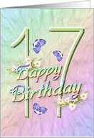 17th Birthday Flowers and Butterflies card