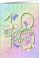 18th Birthday Party Invitations Flowers and Butterflies card