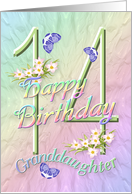 Granddaughter 14th Birthday Flowers and Butterflies card