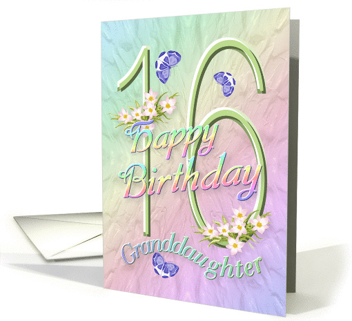Granddaughter 16th Birthday Flowers and Butterflies card (627644)
