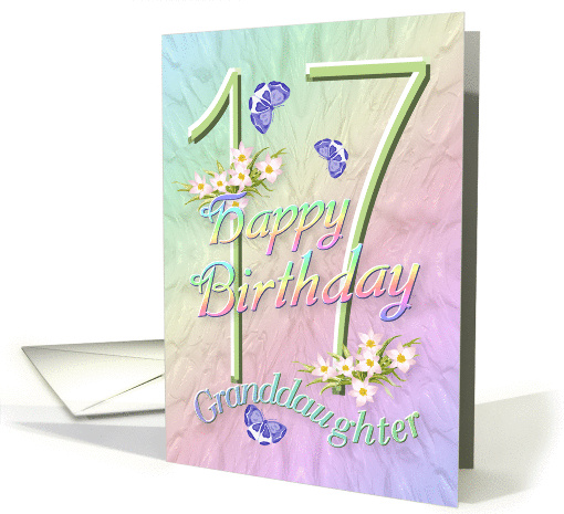 Granddaughter 17th Birthday Flowers and Butterflies card (627645)