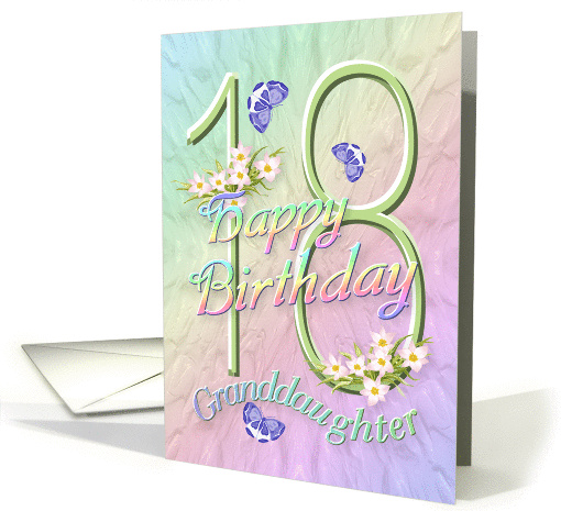 Granddaughter 18th Birthday Flowers and Butterflies card (627646)
