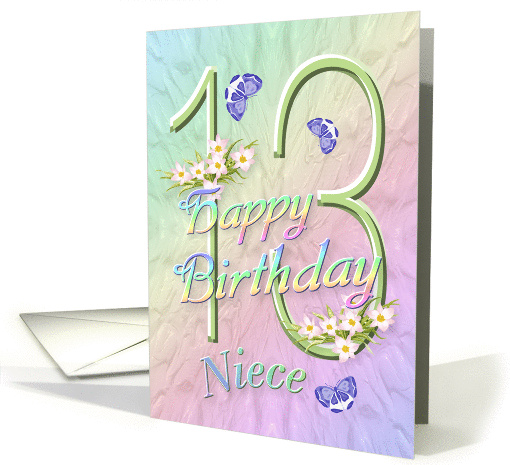 Niece 13th Birthday Flowers and Butterflies card (627686)