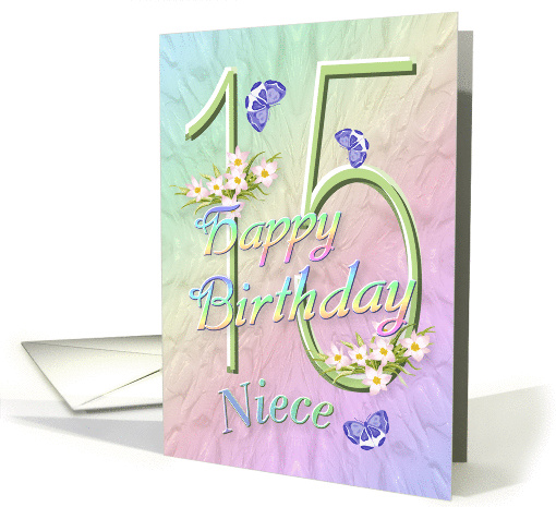 Niece 15th Birthday Flowers and Butterflies card (627688)