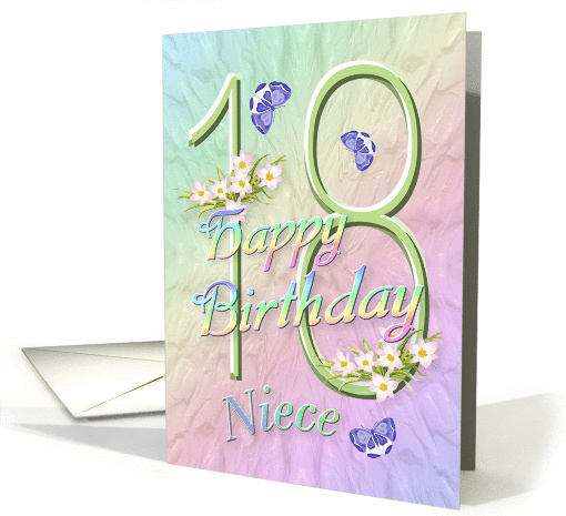 Niece 18th Birthday Flowers and Butterflies card (627702)
