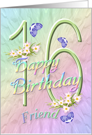 Friend 16th Birthday Flowers and Butterflies card
