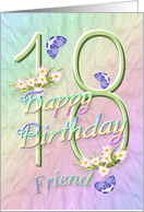 Friend 18th Birthday Flowers and Butterflies card