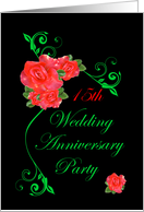 15th Wedding Anniversary Party Invitation Red Roses card