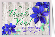 Help and Support Thank You Purple Clematis card