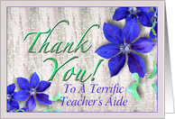 Teacher’s Aide Thank You Purple Clematis card
