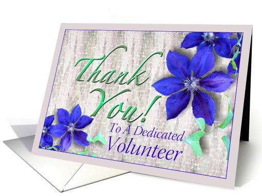 Volunteer Thank You Purple Clematis card (629531)