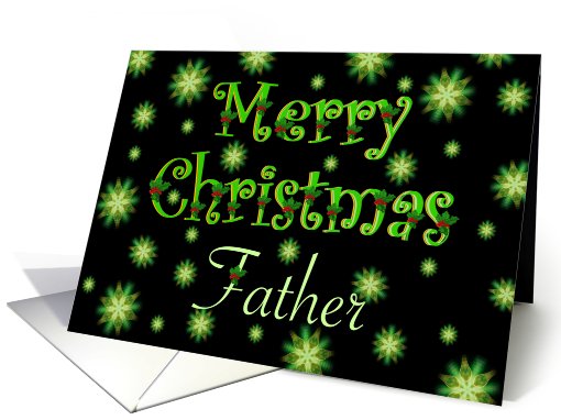 Father Merry Christmas Green Stars and Holly card (629950)
