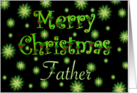 Father Merry Christmas Green Stars and Holly card
