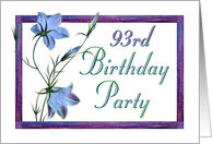 93rd Birthday Party Invitations Bluebell Flowers card