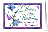 18th Birthday Friend, Bluebell Flowers and Butterflies card