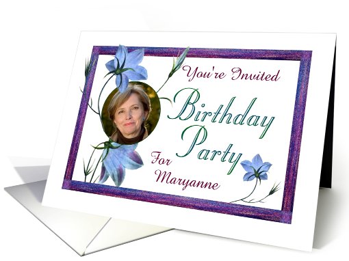 Custom Birthday Party Invitations Photo Card Bluebell Flowers card