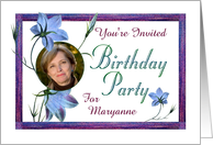 Custom Birthday Party Invitations Photo Card Bluebell Flowers card