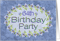 64th Birthday Party Invitations Lavender Flowers card