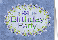 99th Birthday Party Invitations Lavender Flowers card