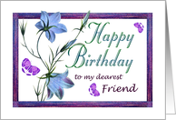Friend Birthday Bluebell Flowers and Butterflies card