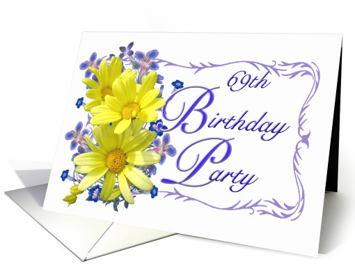 69th Birthday Party Invitations Yellow Daisy Bouquet card (639017)