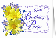 97th Birthday Party Invitations Yellow Daisy Bouquet card
