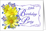 99th Birthday Party Invitations Yellow Daisy Bouquet card