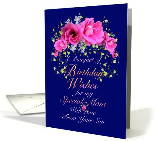 Mom Birthday Wishes from Son Pink Bouquet card (641645)