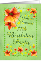 77th Birthday Party Invitations Apricot Flowers card