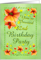 82nd Birthday Party Invitations Apricot Flowers card