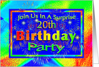 20th Surprise Birthday Party Invitations Fireworks! card