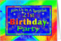 21st Surprise Birthday Party Invitations Fireworks! card