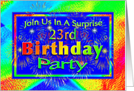 23rd Surprise Birthday Party Invitations Fireworks! card