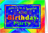 43rd Surprise Birthday Party Invitations Fireworks! card