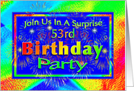 53rd Surprise Birthday Party Invitation, Fireworks! card