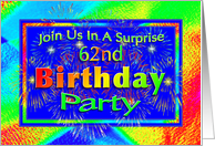 62nd Surprise Birthday Party Invitations Fireworks! card