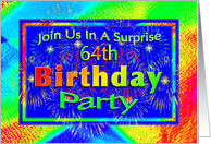 64th Surprise Birthday Party Invitations Fireworks! card