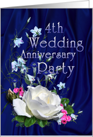 White Rose, 4th Wedding Anniversary Party Invitation card