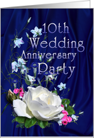 White Rose, 10th Wedding Anniversary Party Invitation card