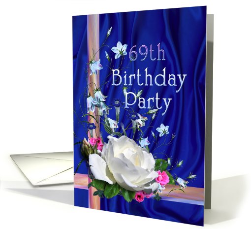 69th Birthday Party Invitation White Rose card (656193)
