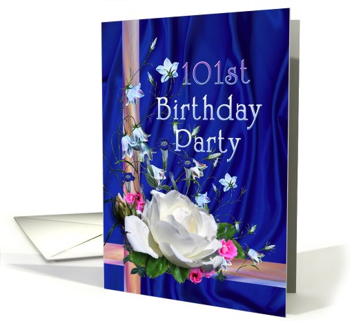 101st Birthday Party Invitation White Rose card (656297)