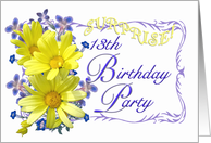 13th Surprise Birthday Party Invitations Yellow Daisy Bouquet card