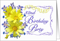 32nd Surprise Birthday Party Invitations Yellow Daisy Bouquet card