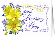 33rd Surprise Birthday Party Invitations Yellow Daisy Bouquet card