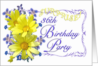 36th Surprise Birthday Party Invitations Yellow Daisy Bouquet card