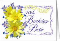 40th Surprise Birthday Party Invitations Yellow Daisy Bouquet card
