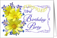 73rd Surprise Birthday Party Invitations Yellow Daisy Bouquet card