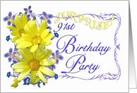 91st Surprise Birthday Party Invitations Yellow Daisy Bouquet card