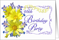96th Surprise Birthday Party Invitations Yellow Daisy Bouquet card