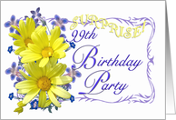 99th Surprise Birthday Party Invitations Yellow Daisy Bouquet card